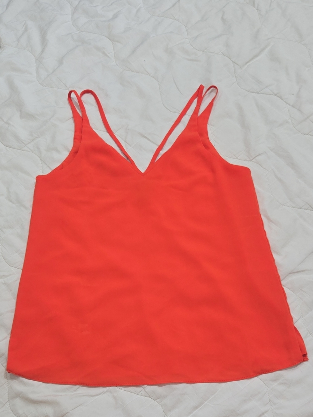 Bright Orange Double Layered V Neck Camisole Tank Top